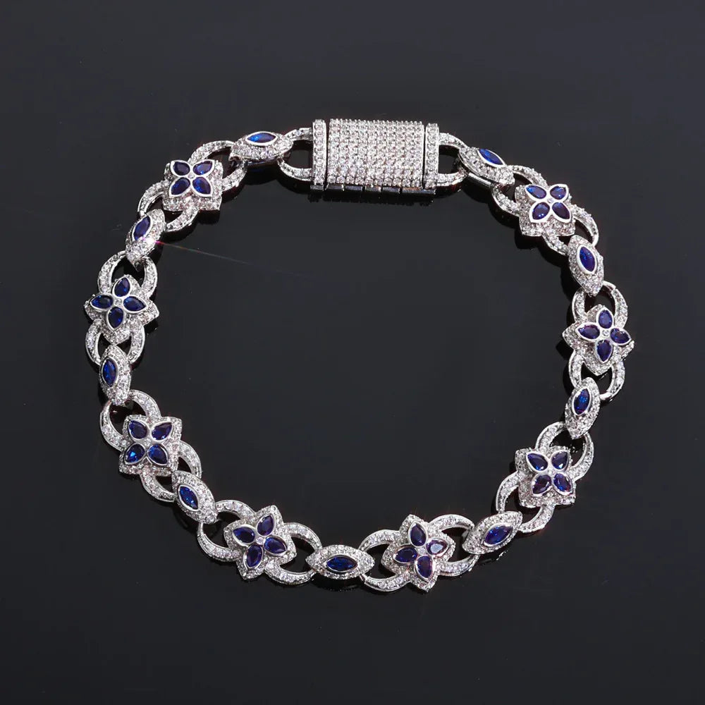 Multi-Color Gemstone Clover Evil Eye Infinity 8 Bracelet | Full Iced Out Men's Handpiece | Custom Hip Hop Jewelry | Caratix - CaratixJewelry